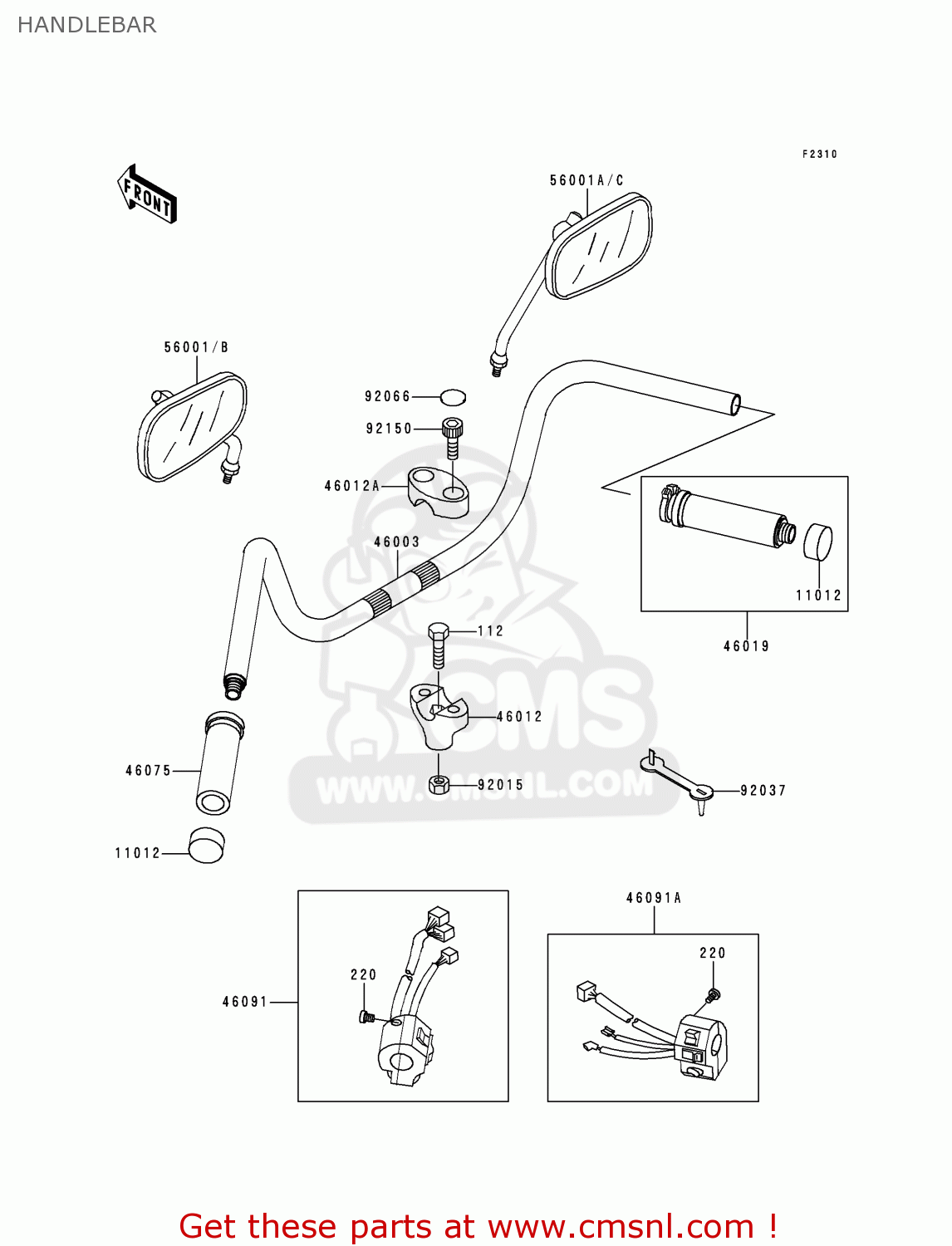 HANDLEBAR VN1500E2 VN1500 CLASSIC 1999 EUROPE UK FR NL GR IT NR SD SP