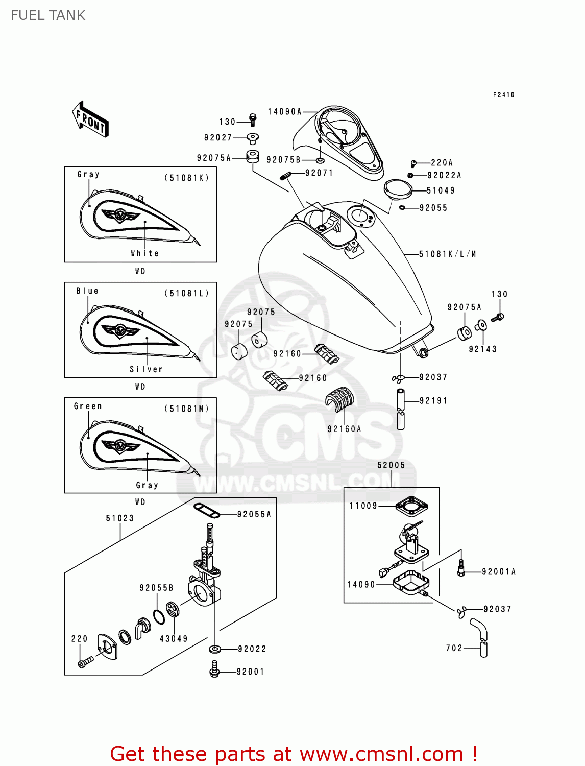 FUEL TANK VN1500E2 VN1500 CLASSIC 1999 EUROPE UK FR NL GR IT NR SD SP