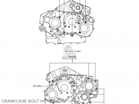 CRANKCASE BOLT PATTERN - VN1500E2 VN1500 CLASSIC 1999 EUROPE UK FR NL GR IT NR SD SP