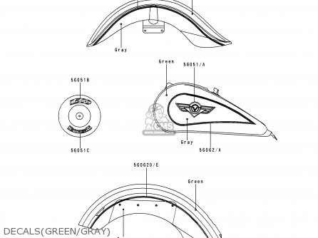 DECALS(GREEN/GRAY) - VN1500E2 VN1500 CLASSIC 1999 EUROPE UK FR NL GR IT NR SD SP