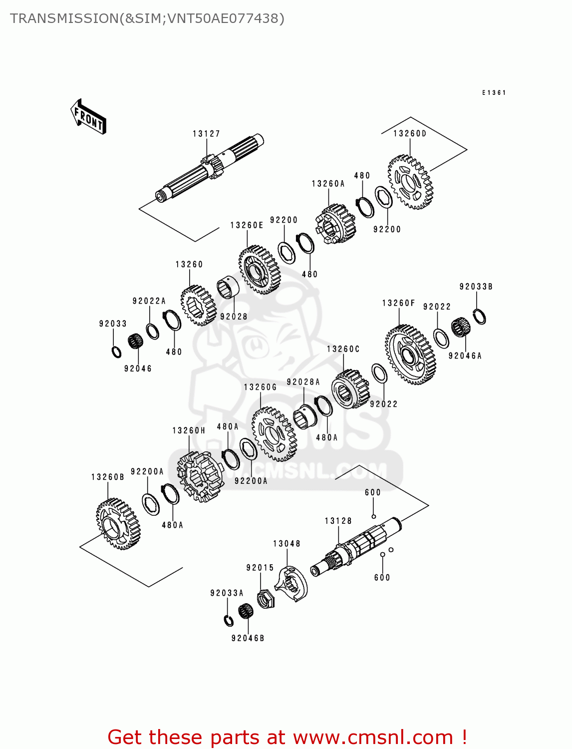 TRANSMISSION(&SIM;VNT50AE077438) VN1500E2 VULCAN 1500 CLASSIC 1999 USA CALIFORNIA CANADA