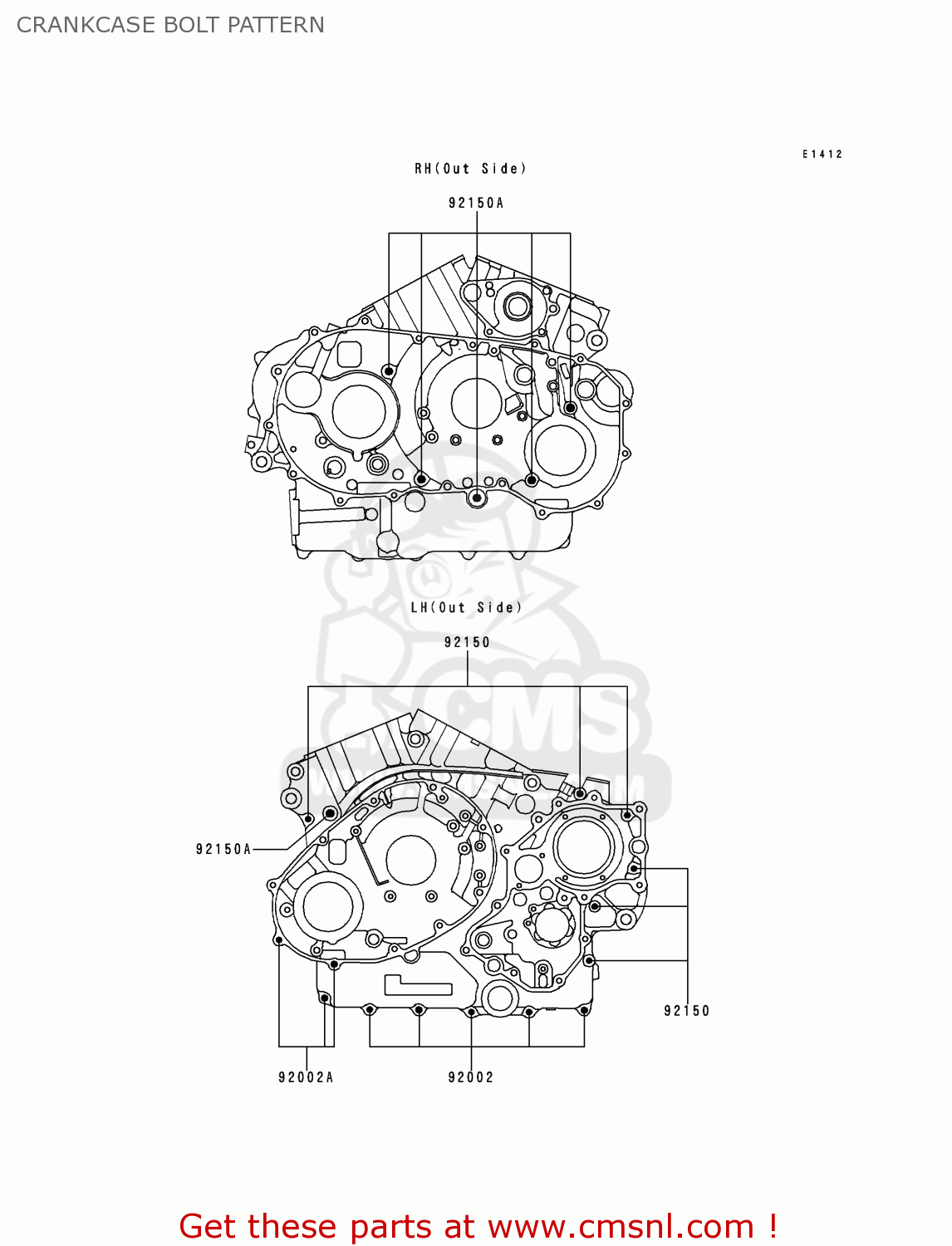 CRANKCASE BOLT PATTERN VN1500E2 VULCAN 1500 CLASSIC 1999 USA CALIFORNIA CANADA