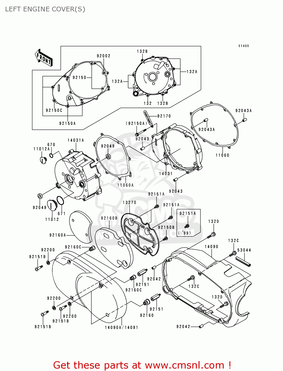 LEFT ENGINE COVER(S) VN1500E2 VULCAN 1500 CLASSIC 1999 USA CALIFORNIA CANADA