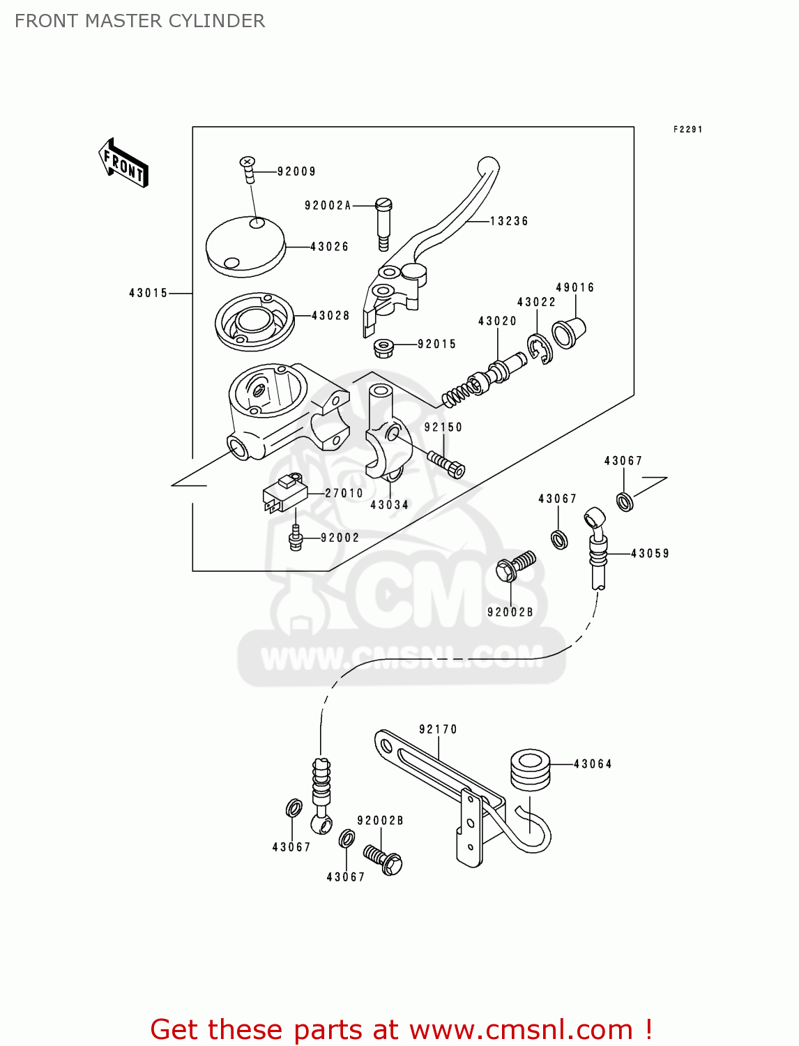 FRONT MASTER CYLINDER VN1500E2 VULCAN 1500 CLASSIC 1999 USA CALIFORNIA CANADA