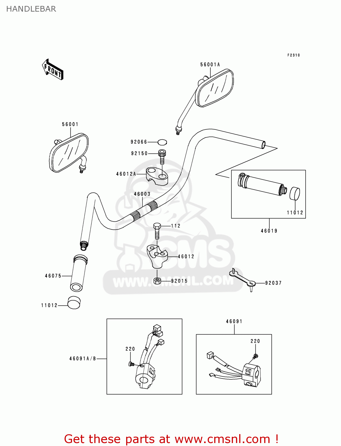 HANDLEBAR VN1500E2 VULCAN 1500 CLASSIC 1999 USA CALIFORNIA CANADA