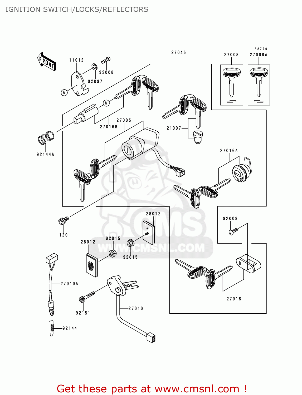 IGNITION SWITCH/LOCKS/REFLECTORS VN1500E2 VULCAN 1500 CLASSIC 1999 USA CALIFORNIA CANADA