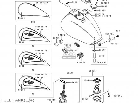 FUEL TANK(1/4) - VN1500E2 VULCAN 1500 CLASSIC 1999 USA CALIFORNIA CANADA