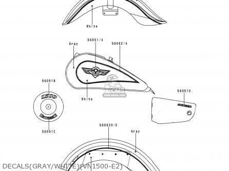DECALS(GRAY/WHITE)(VN1500-E2) - VN1500E2 VULCAN 1500 CLASSIC 1999 USA CALIFORNIA CANADA