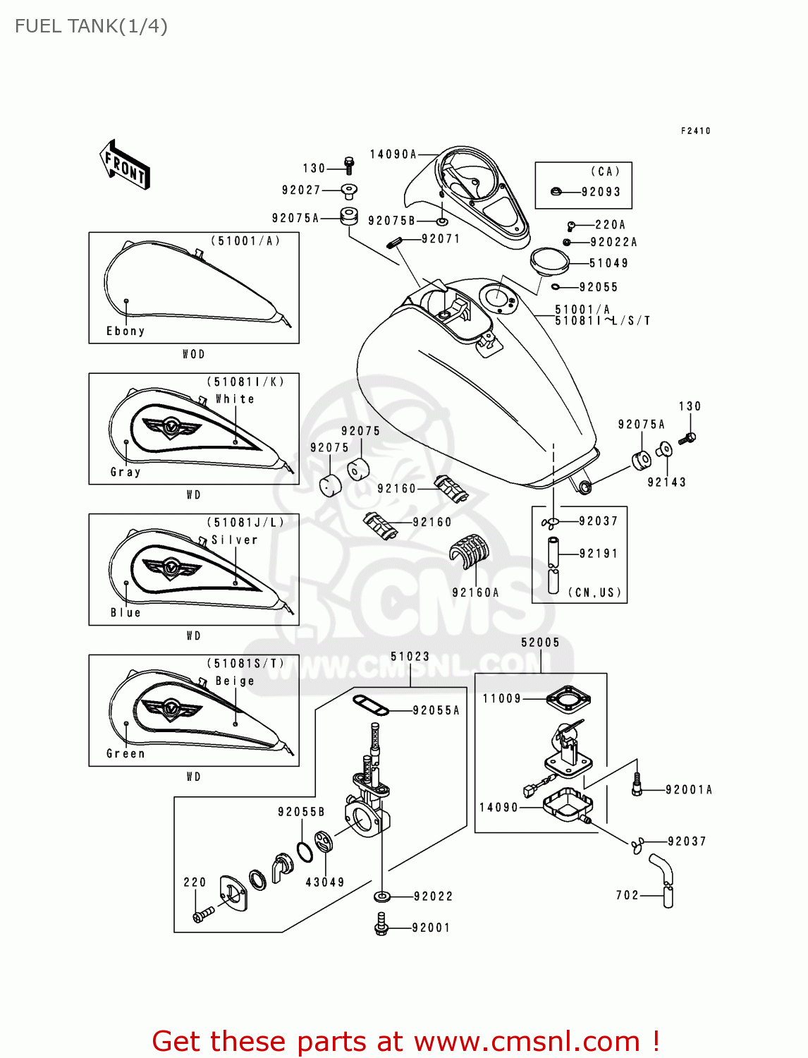 FUEL TANK(1/4) VN1500E3 VULCAN 1500 CLASSIC 2000 USA CALIFORNIA