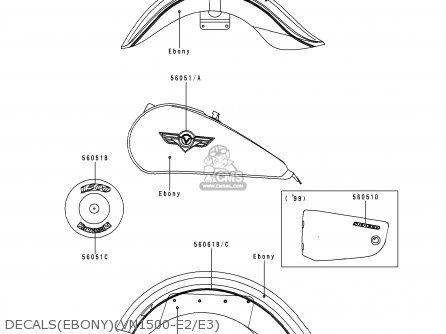 DECALS(EBONY)(VN1500-E2/E3) - VN1500E3 VULCAN 1500 CLASSIC 2000 USA CALIFORNIA