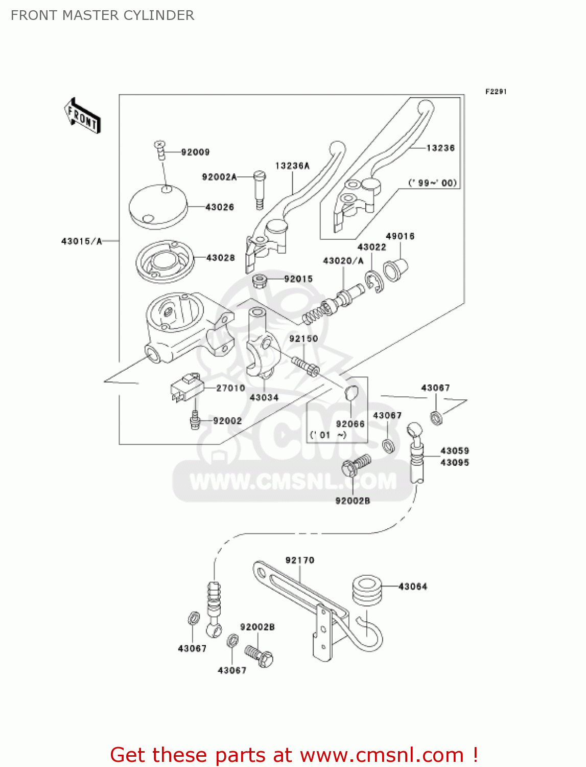 FRONT MASTER CYLINDER VN1500E4 VULCAN 1500 CLASSIC 2001 USA CALIFORNIA