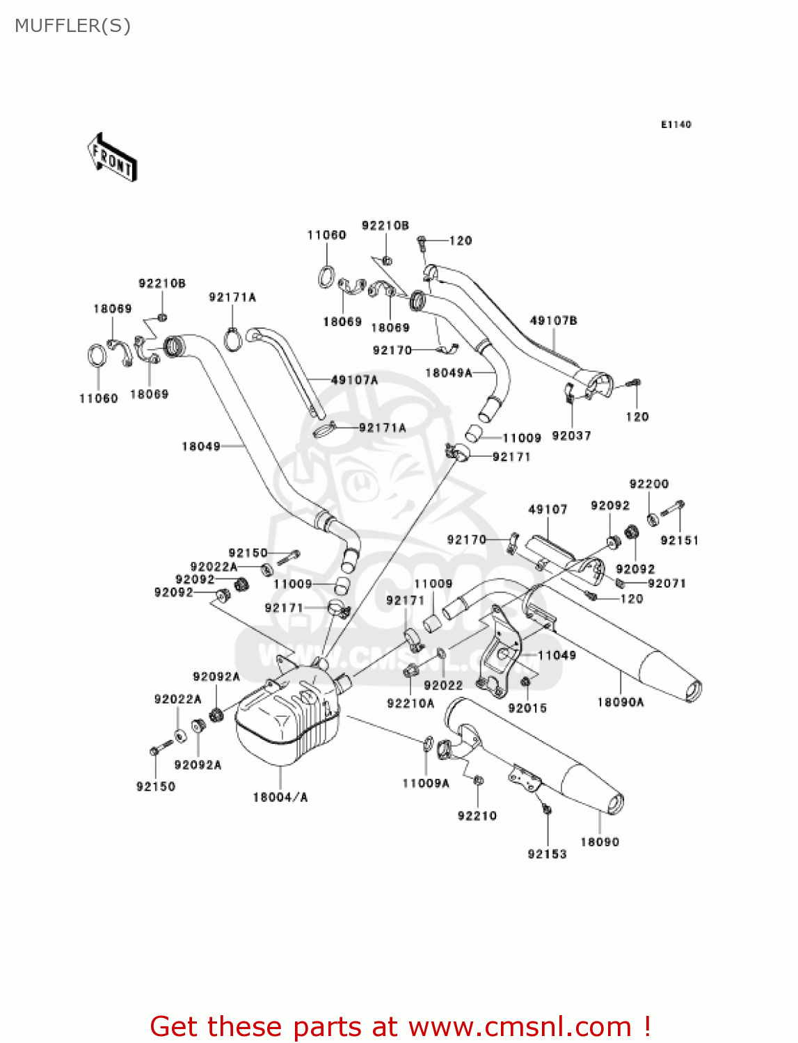 MUFFLER(S) VN1500E4 VULCAN 1500 CLASSIC 2001 USA CALIFORNIA