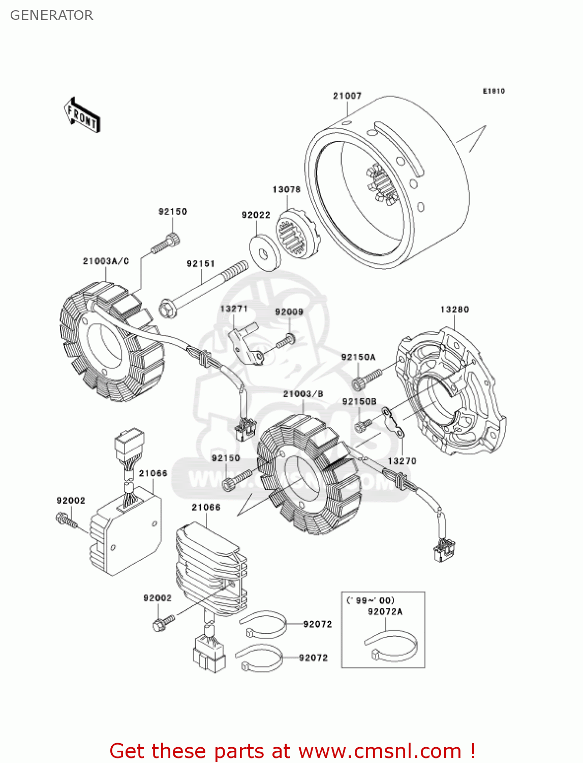 GENERATOR VN1500E4 VULCAN 1500 CLASSIC 2001 USA CALIFORNIA