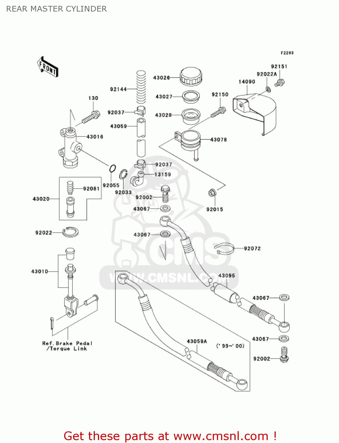 REAR MASTER CYLINDER VN1500E4 VULCAN 1500 CLASSIC 2001 USA CALIFORNIA