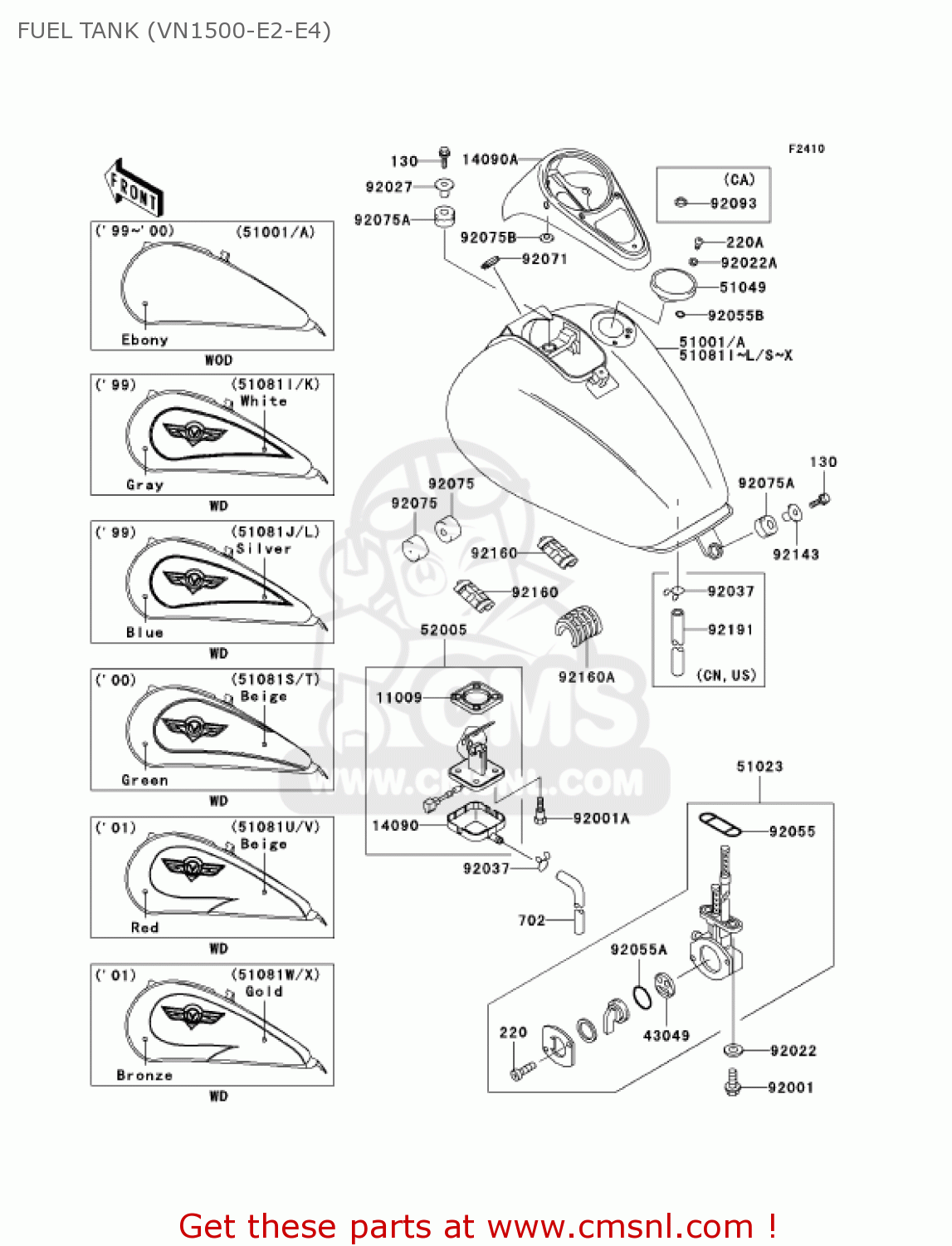 FUEL TANK (VN1500-E2-E4) VN1500E4 VULCAN 1500 CLASSIC 2001 USA CALIFORNIA