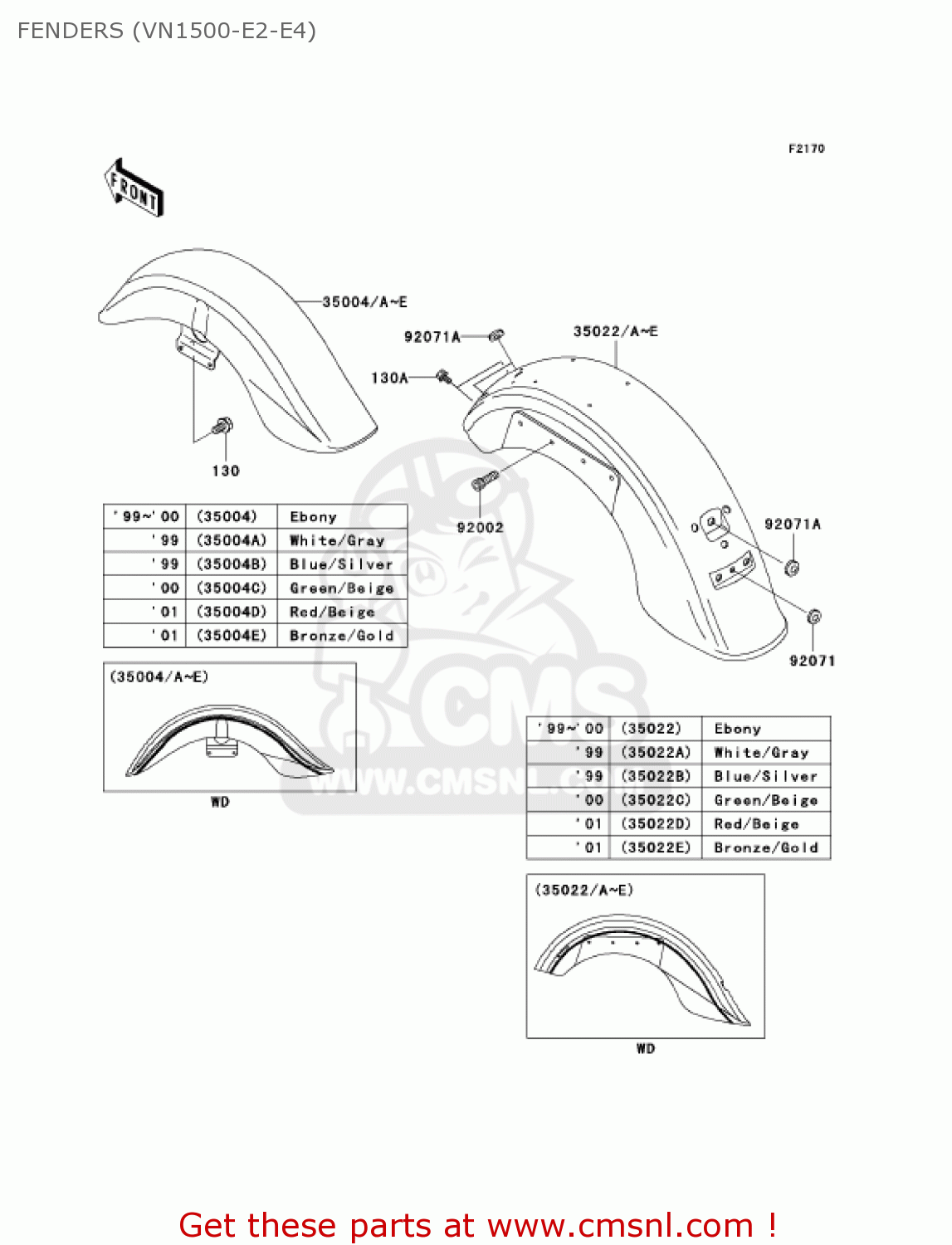 FENDERS (VN1500-E2-E4) VN1500E4 VULCAN 1500 CLASSIC 2001 USA CALIFORNIA