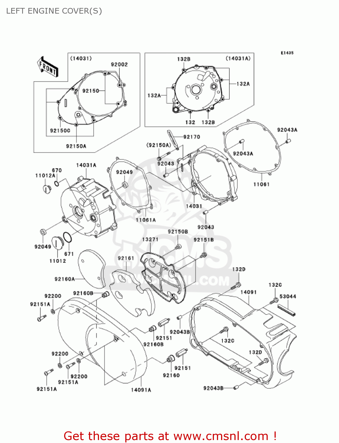 LEFT ENGINE COVER(S) VN1500E4 VULCAN 1500 CLASSIC 2001 USA CALIFORNIA