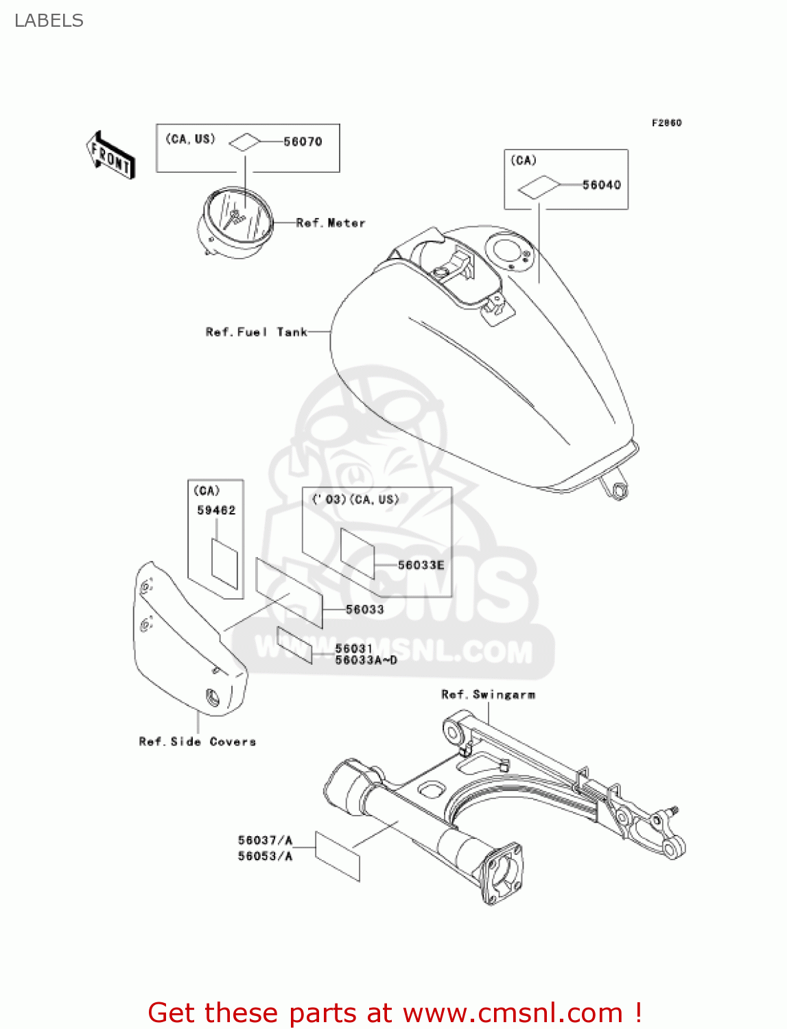 LABELS VN1500E4 VULCAN 1500 CLASSIC 2001 USA CALIFORNIA