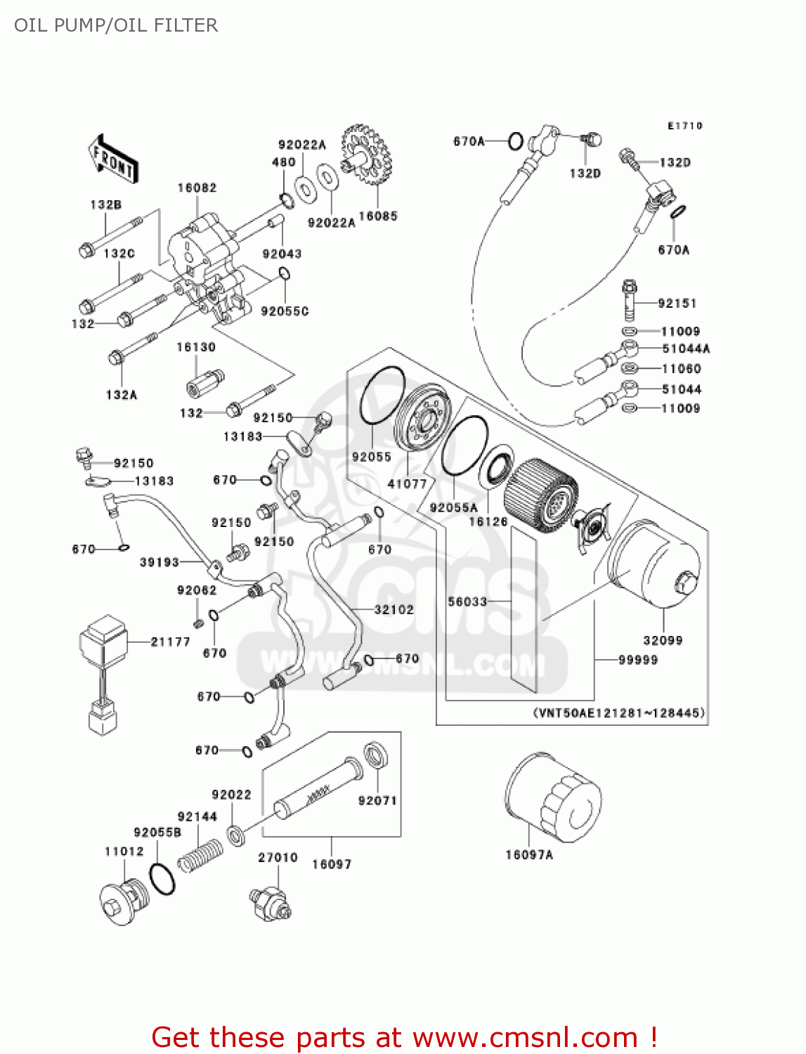 OIL PUMP/OIL FILTER VN1500E4 VULCAN 1500 CLASSIC 2001 USA CALIFORNIA