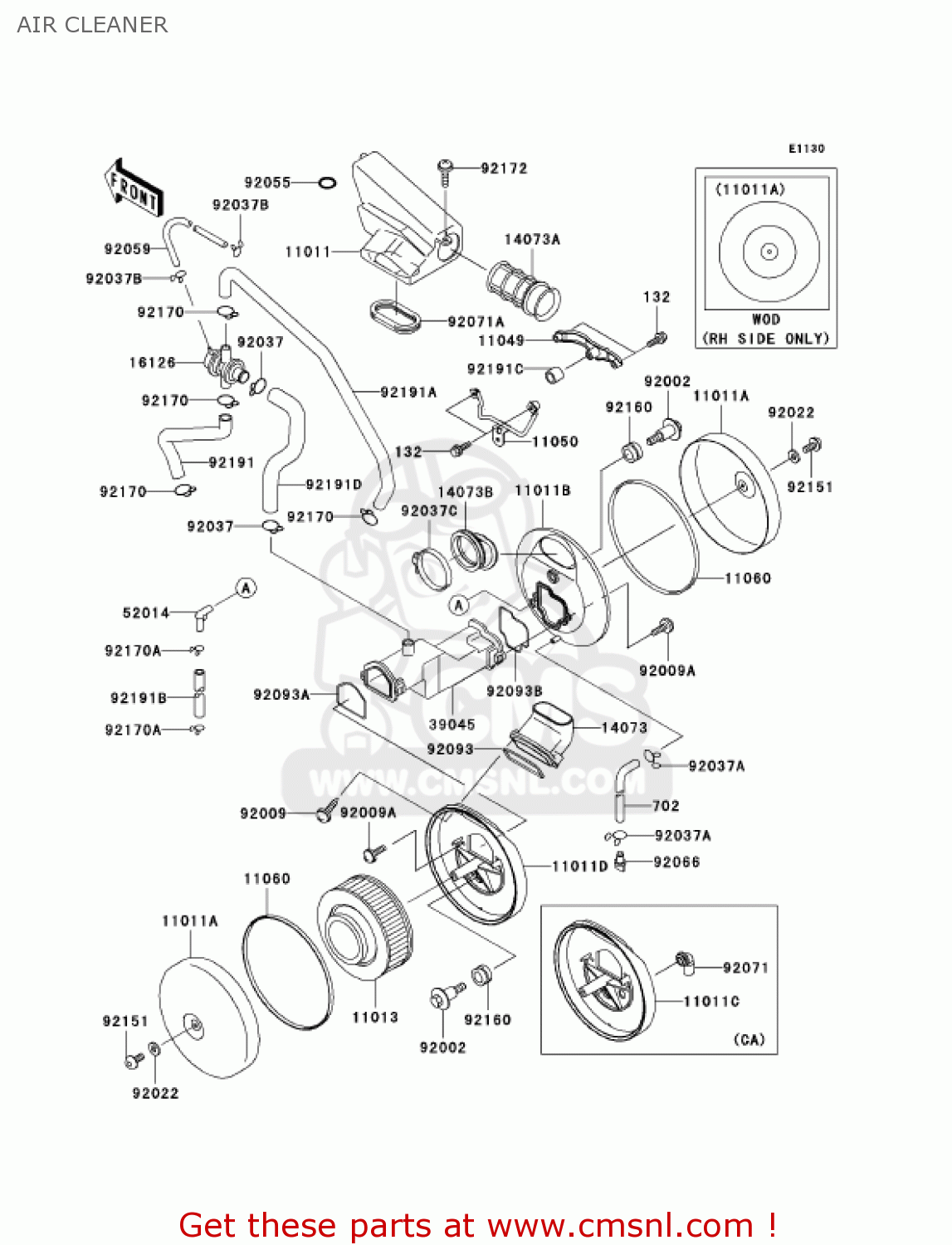 AIR CLEANER VN1500E4 VULCAN 1500 CLASSIC 2001 USA CALIFORNIA