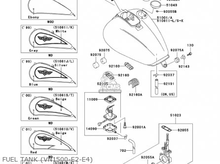 FUEL TANK (VN1500-E2-E4) - VN1500E4 VULCAN 1500 CLASSIC 2001 USA CALIFORNIA