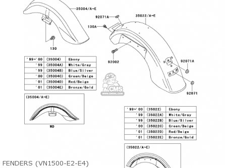 FENDERS (VN1500-E2-E4) - VN1500E4 VULCAN 1500 CLASSIC 2001 USA CALIFORNIA