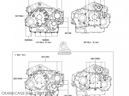 CRANKCASE BOLT PATTERN - VN1500E4 VULCAN 1500 CLASSIC 2001 USA CALIFORNIA