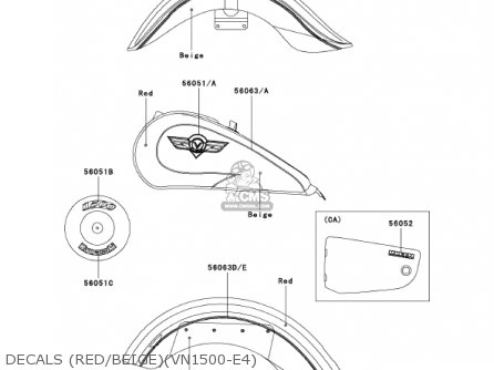 DECALS (RED/BEIGE)(VN1500-E4) - VN1500E4 VULCAN 1500 CLASSIC 2001 USA CALIFORNIA
