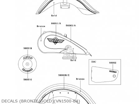 DECALS (BRONZE/GOLD)(VN1500-E4) - VN1500E4 VULCAN 1500 CLASSIC 2001 USA CALIFORNIA