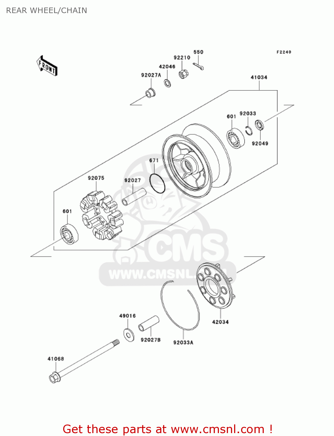 REAR WHEEL/CHAIN VN1500E5 VULCAN 1500 CLASSIC 2002 USA CALIFORNIA