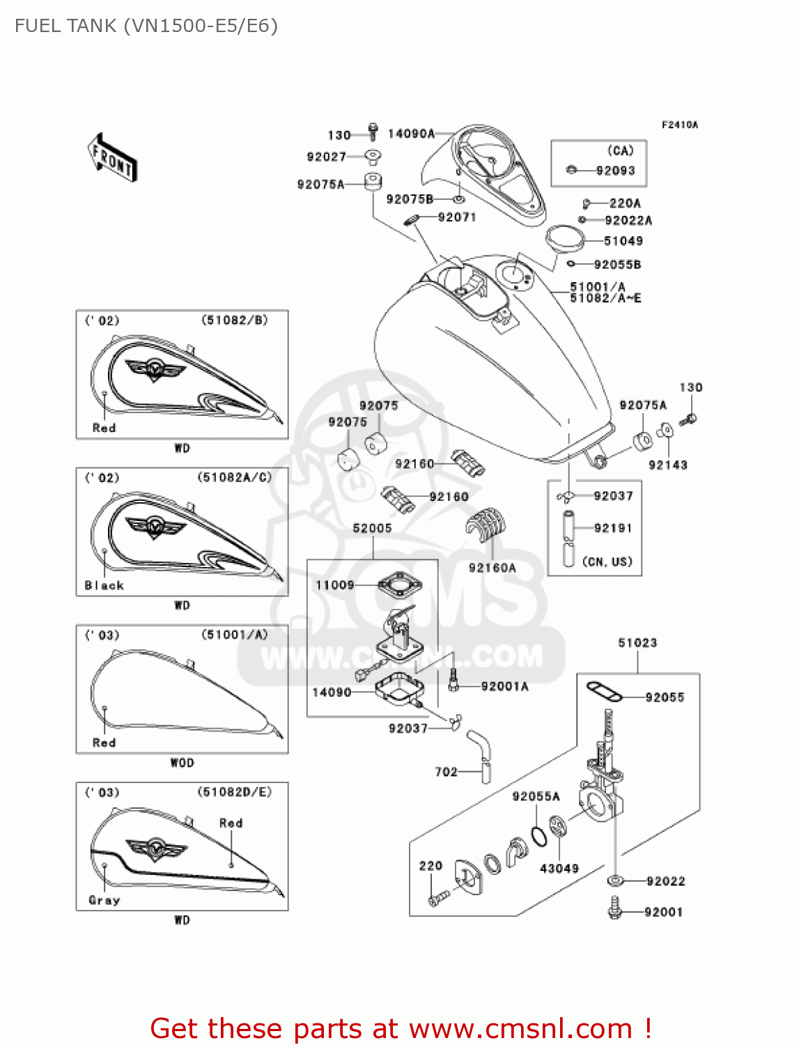 FUEL TANK (VN1500-E5/E6) VN1500E5 VULCAN 1500 CLASSIC 2002 USA CALIFORNIA