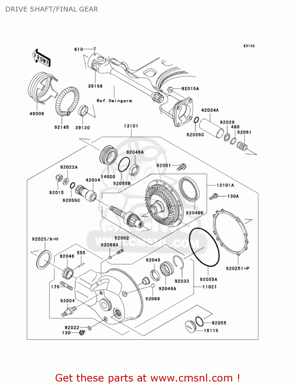 DRIVE SHAFT/FINAL GEAR VN1500E5 VULCAN 1500 CLASSIC 2002 USA CALIFORNIA