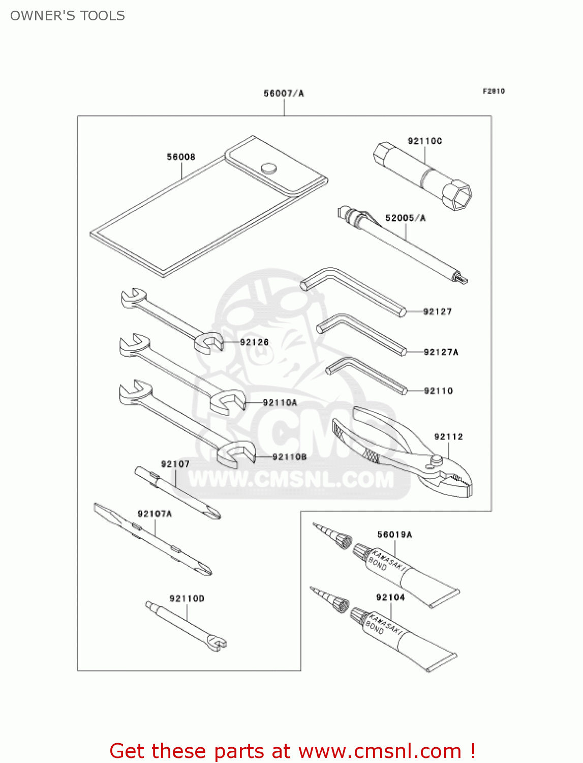 OWNER'S TOOLS VN1500E5 VULCAN 1500 CLASSIC 2002 USA CALIFORNIA