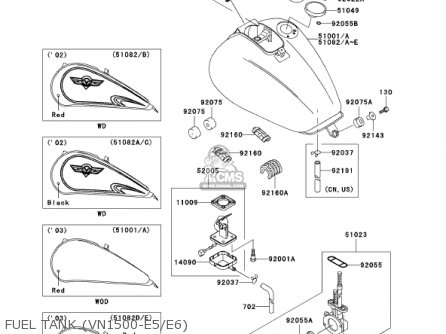 FUEL TANK (VN1500-E5/E6) - VN1500E5 VULCAN 1500 CLASSIC 2002 USA CALIFORNIA