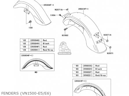 FENDERS (VN1500-E5/E6) - VN1500E5 VULCAN 1500 CLASSIC 2002 USA CALIFORNIA