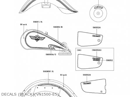 DECALS (BLACK)(VN1500-E5) - VN1500E5 VULCAN 1500 CLASSIC 2002 USA CALIFORNIA