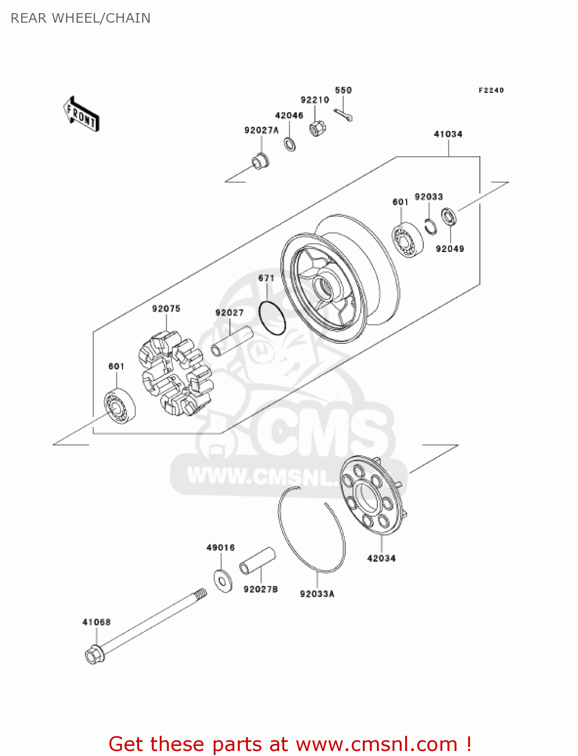 REAR WHEEL/CHAIN VN1500E6 VULCAN 1500 CLASSIC 2003 USA CALIFORNIA CANADA