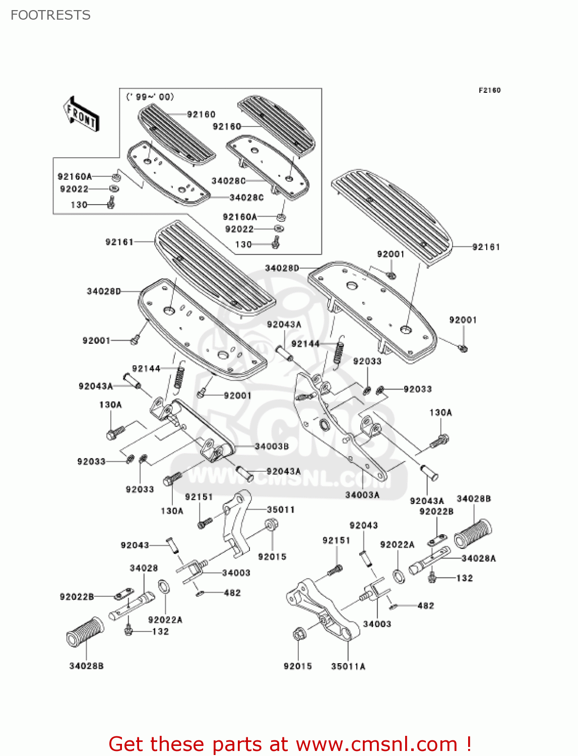 FOOTRESTS VN1500E6 VULCAN 1500 CLASSIC 2003 USA CALIFORNIA CANADA