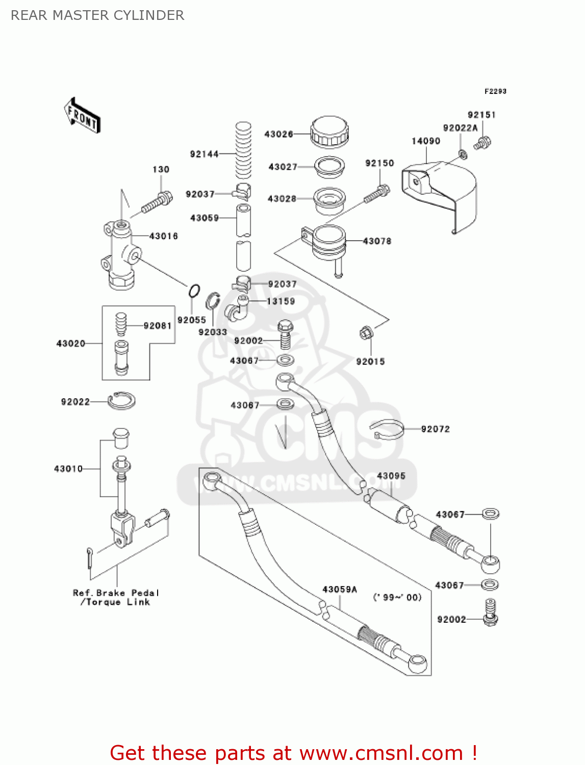 REAR MASTER CYLINDER VN1500E6 VULCAN 1500 CLASSIC 2003 USA CALIFORNIA CANADA