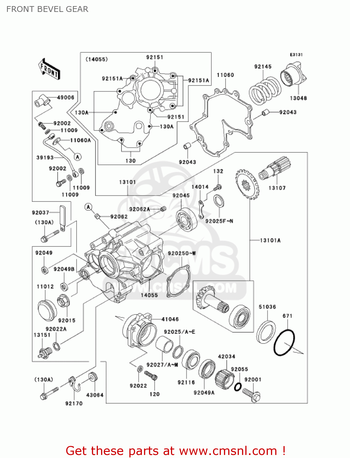 FRONT BEVEL GEAR VN1500E6 VULCAN 1500 CLASSIC 2003 USA CALIFORNIA CANADA