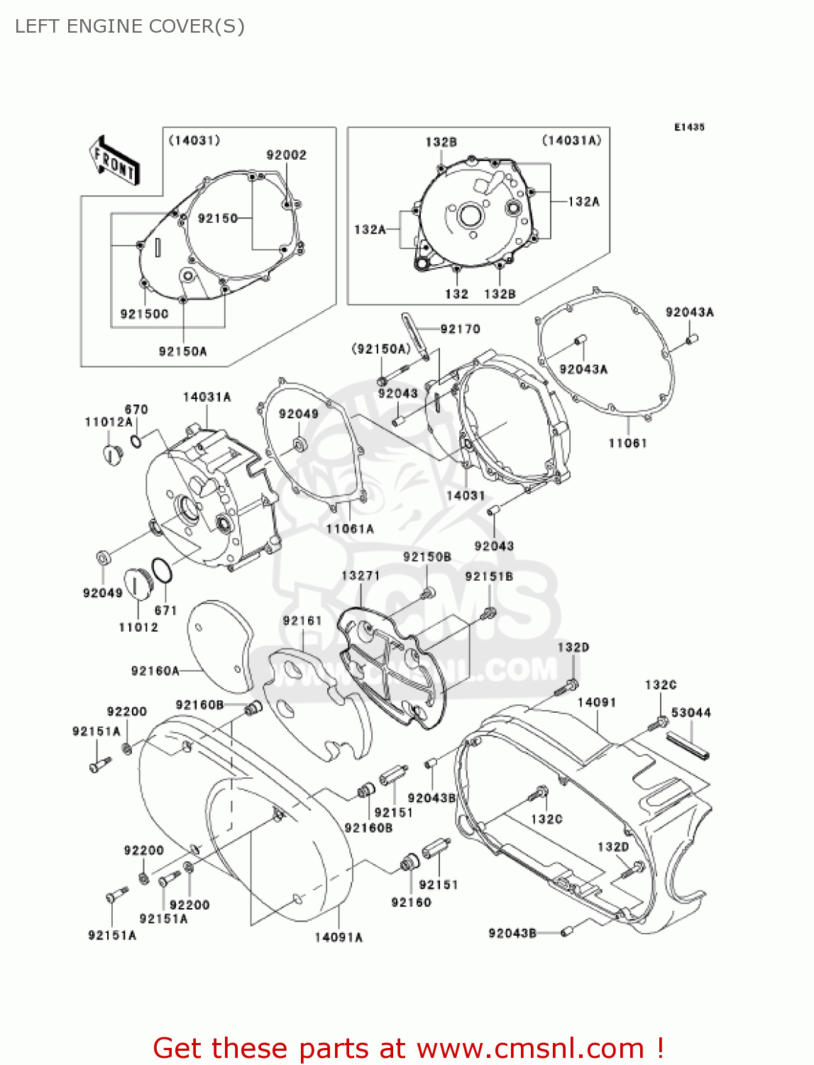 LEFT ENGINE COVER(S) VN1500E6 VULCAN 1500 CLASSIC 2003 USA CALIFORNIA CANADA