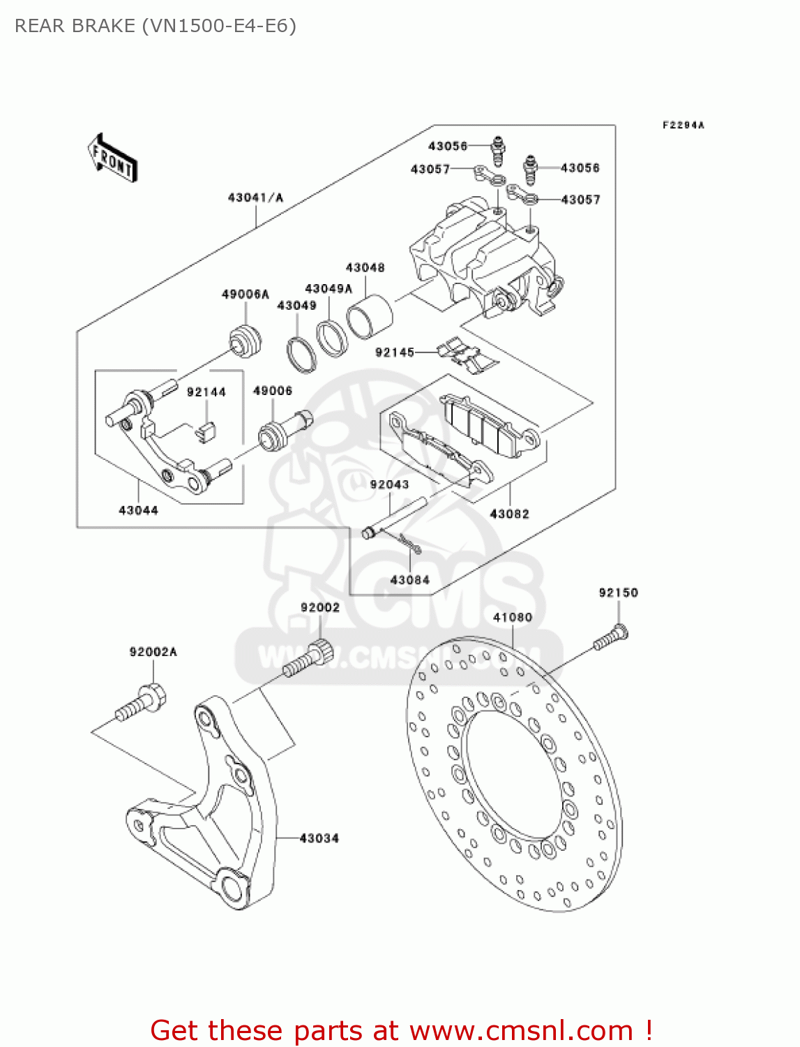 REAR BRAKE (VN1500-E4-E6) VN1500E6 VULCAN 1500 CLASSIC 2003 USA CALIFORNIA CANADA