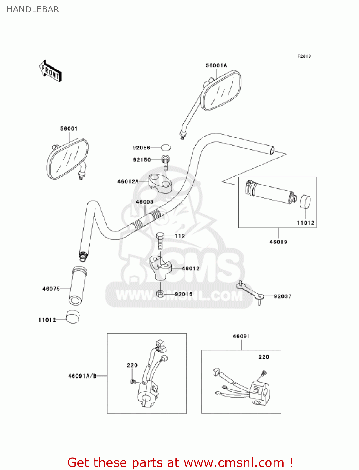 HANDLEBAR VN1500E6 VULCAN 1500 CLASSIC 2003 USA CALIFORNIA CANADA