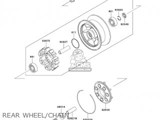 REAR WHEEL/CHAIN - VN1500E6 VULCAN 1500 CLASSIC 2003 USA CALIFORNIA CANADA
