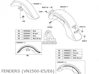 FENDERS (VN1500-E5/E6) - VN1500E6 VULCAN 1500 CLASSIC 2003 USA CALIFORNIA CANADA