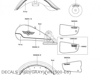 DECALS (RED/GRAY)(VN1500-E6) - VN1500E6 VULCAN 1500 CLASSIC 2003 USA CALIFORNIA CANADA