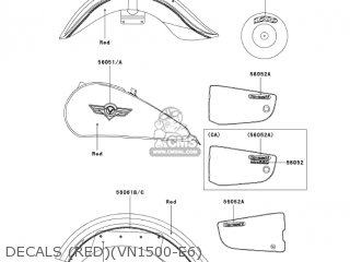 DECALS (RED)(VN1500-E6) - VN1500E6 VULCAN 1500 CLASSIC 2003 USA CALIFORNIA CANADA