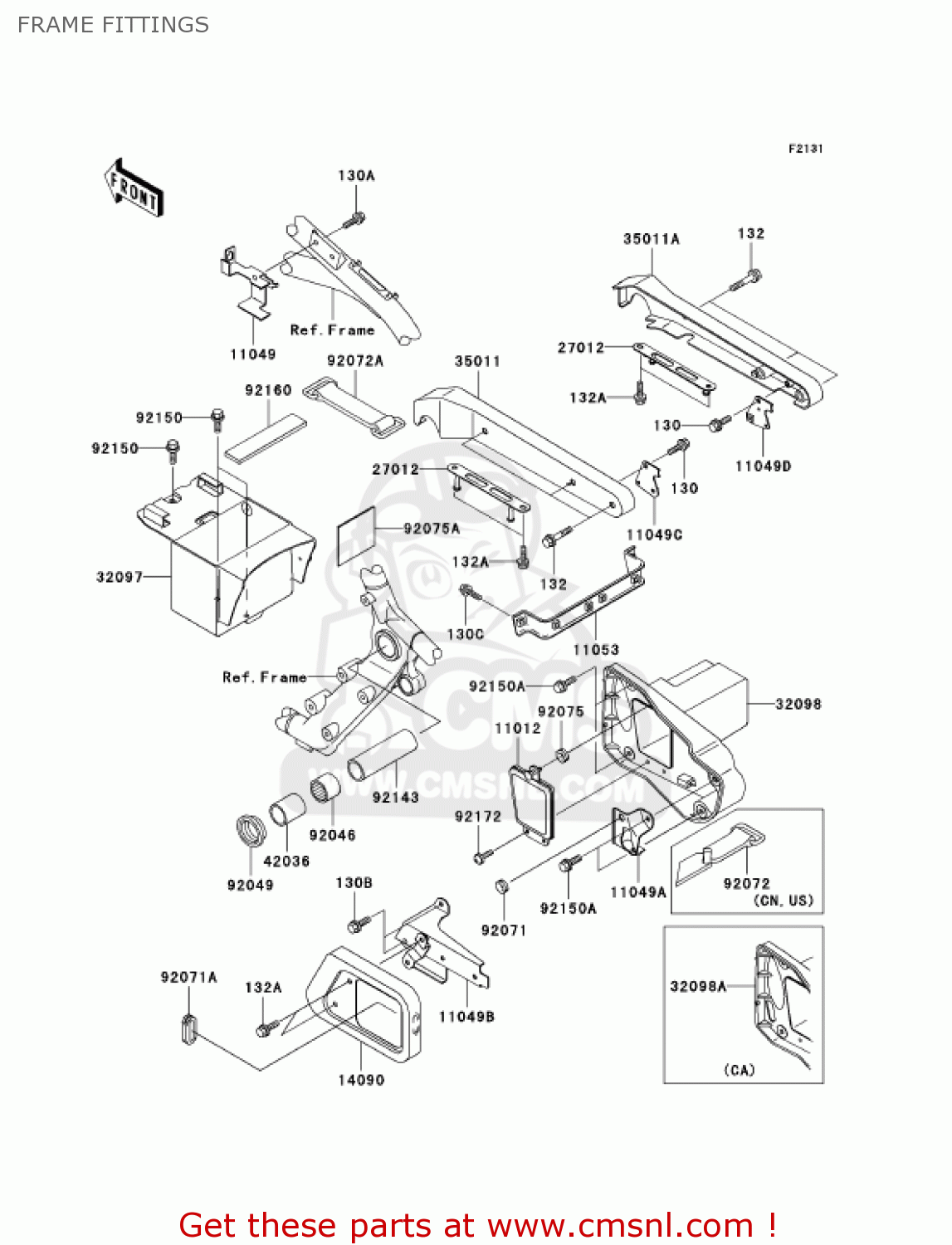 FRAME FITTINGS VN1500E7 VULCAN 1500 CLASSIC 2004 USA CALIFORNIA CANADA