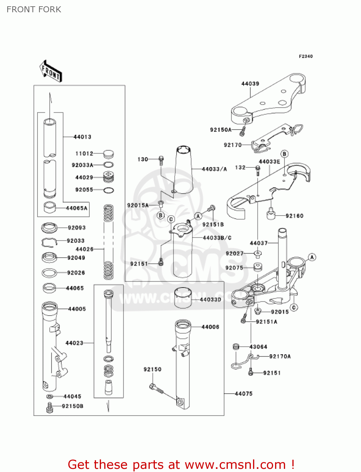 FRONT FORK VN1500E7 VULCAN 1500 CLASSIC 2004 USA CALIFORNIA CANADA