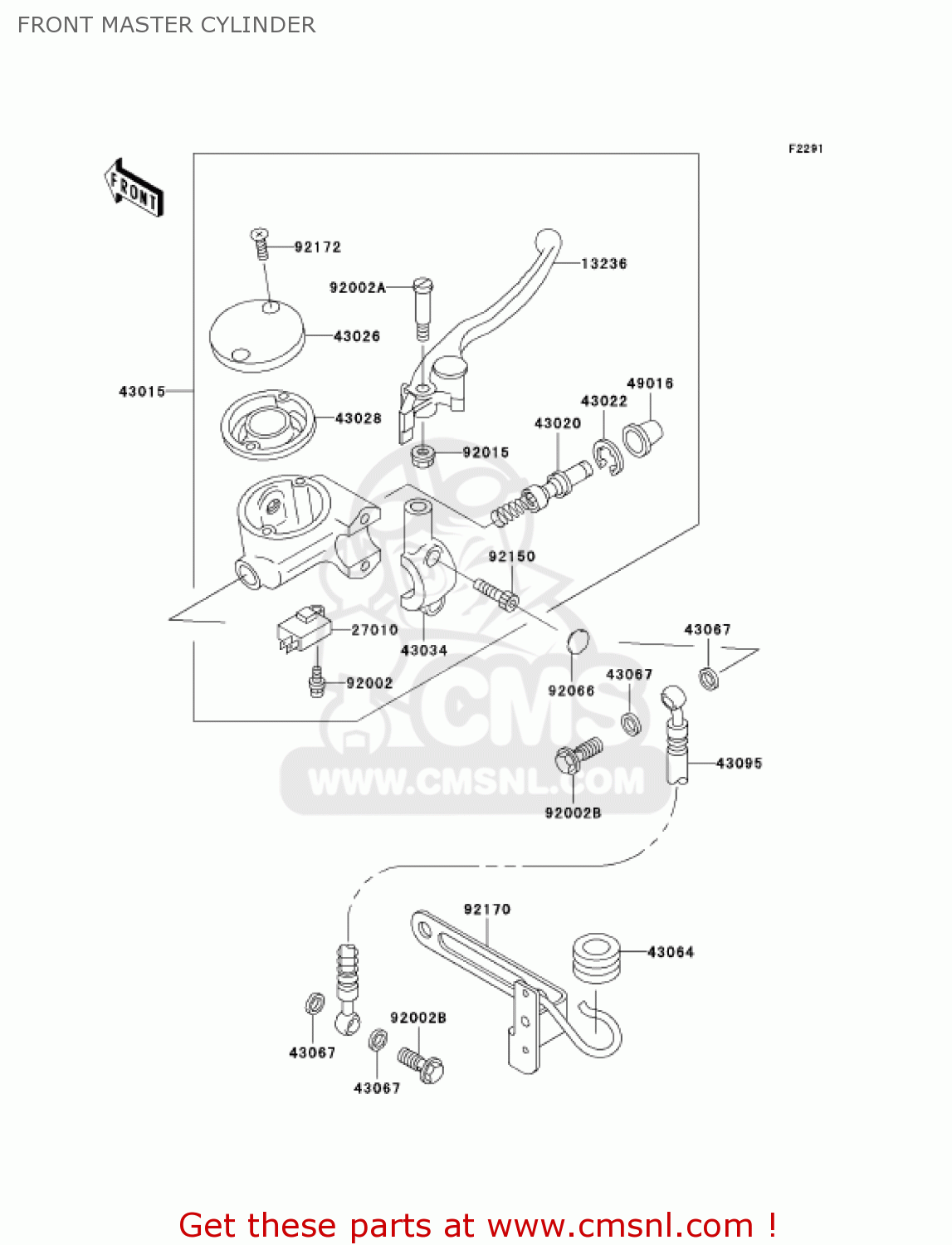 FRONT MASTER CYLINDER VN1500E7 VULCAN 1500 CLASSIC 2004 USA CALIFORNIA CANADA